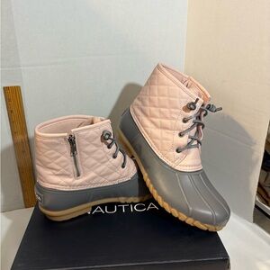 Nautica Women’s Size 10‎ Dorsay Waterproof Duck Boots Gray Grey Pink Quilted